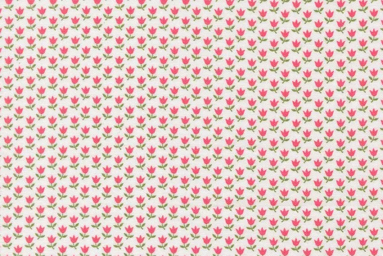 A Cat Named Stitch June Floral in Rose Pink on Cream