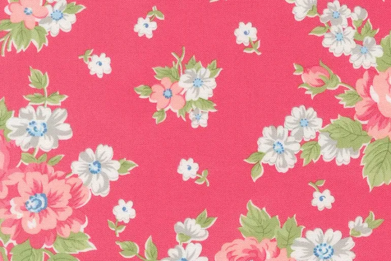 A Cat Named Stitch June Floral in Rose Pink on Cream