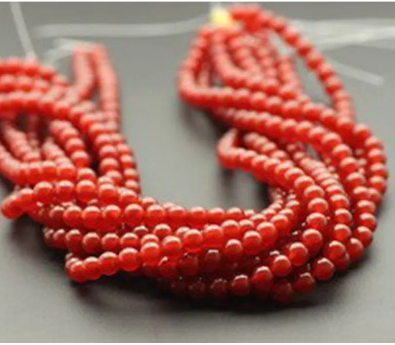 Agate – Carnelian – Dyed/Heated – Smooth Round With 2.5 mm. Large Hole.