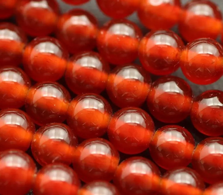 Agate – Carnelian – Dyed/Heated – Smooth Round With 2.5 mm. Large Hole.