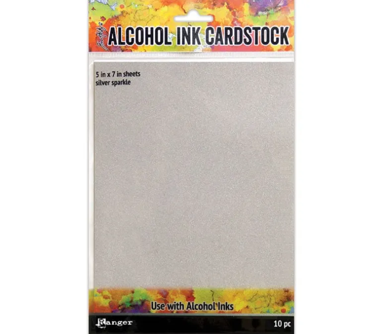 Alcohol Ink Cardstock 5″ x 7″ – Silver Sparkle – 10 Sheets