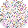 Alphabet Beads Transparent Multicolor with White Letters, 8mm Cube, 160 count.