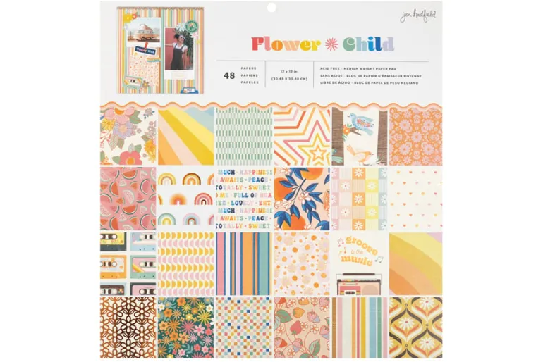 American Crafts Paper Pad – 12″X12″ – Coast-to-Coast Gold Foil