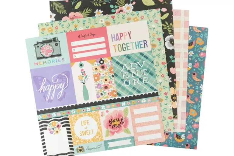 American Crafts Paper Pad – 12″X12″ – Hello Little Girl Gold Foil