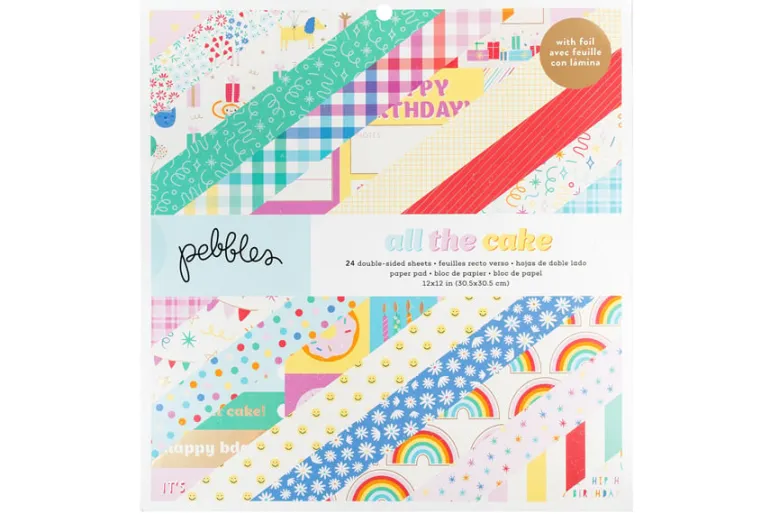 American Crafts Paper Pad – 12″X12″ – Hello Little Girl Gold Foil