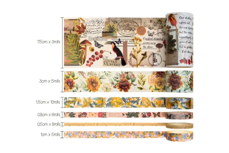American Crafts Washi Tape – 8pc. – Farmstead Harvest Gold Foil