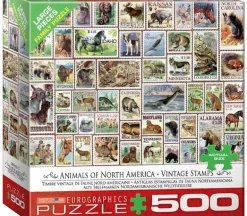 Animals of North America Vintage Stamps Puzzle – 500 Piece