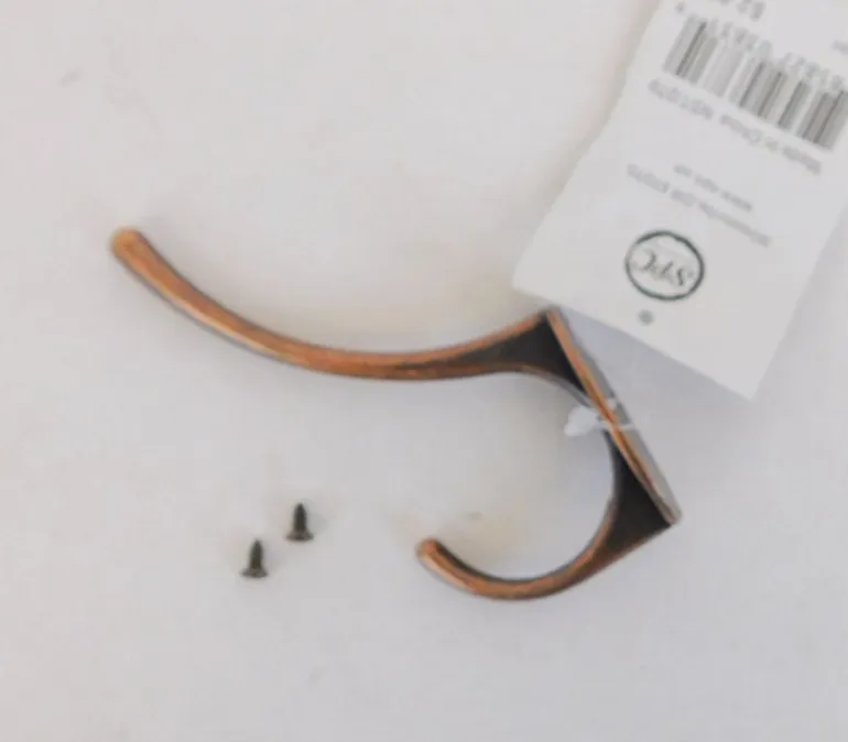 Antique Brass Hook with 2 Hanging Screws – Double