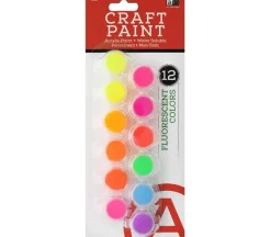Art Advantage Acrylic Paint Pot Sets – Fluorescent Colors – 12 Piece