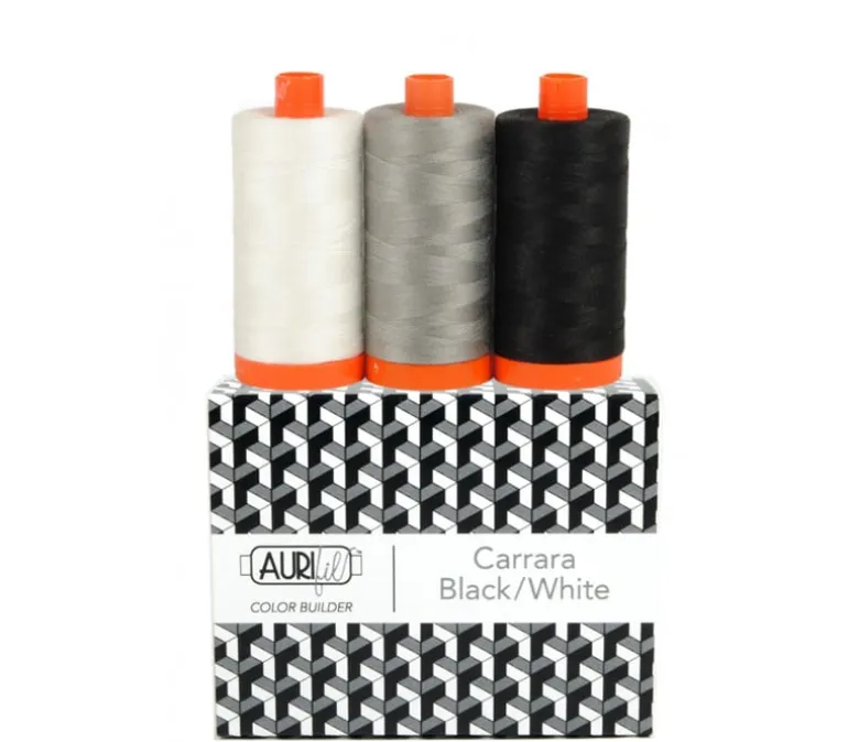 Aurifil Color Builder 50-weight 3pc Set Carrara Black White
