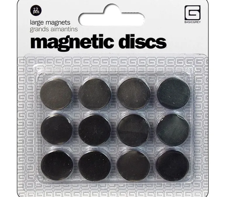 Basic Grey Magnetic Discs Snaps – Large – 12 Piece