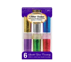 Bazic Glitter Shaker Set – Primary Color – 6 Piece