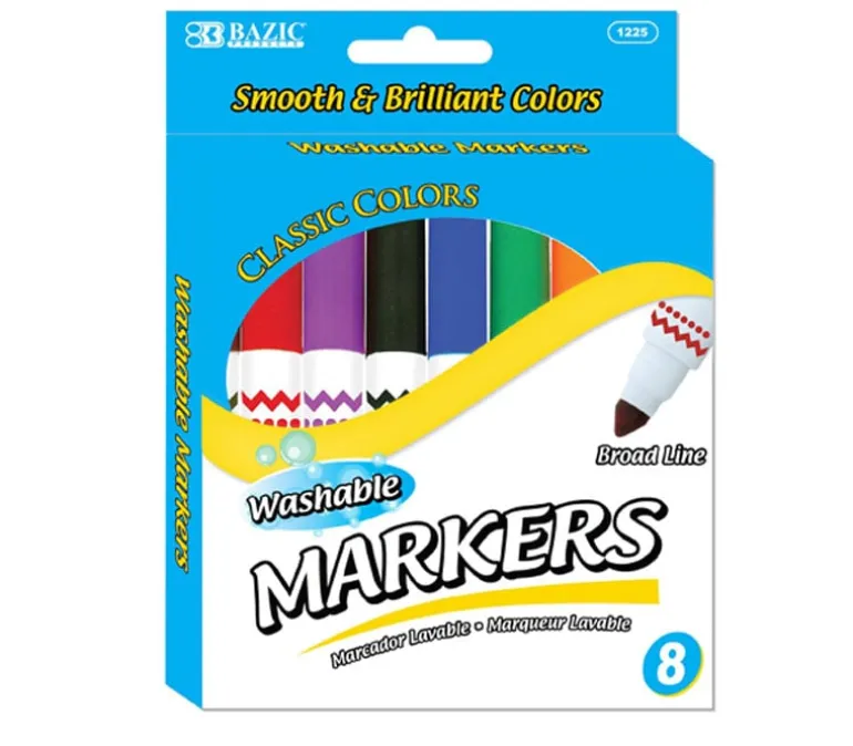Bazic Marker – Jumbo Washable – 8 Piece