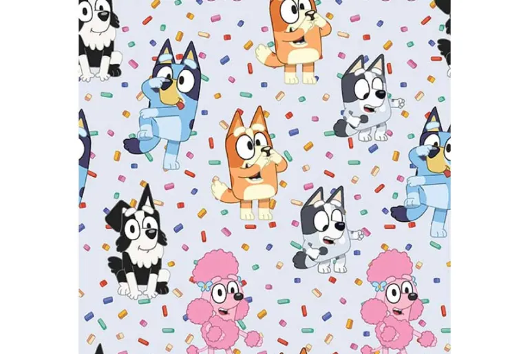 BBC Bluey and Friends Playdate Party on Purple Fabric
