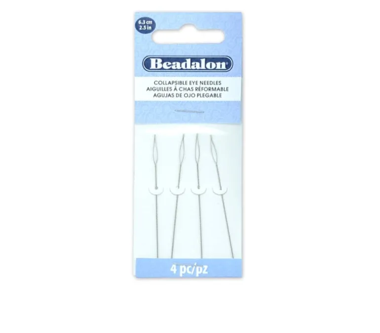 Beadalon Collapsible Eye Needles 2.5-inch, Extra Heavy 4pc