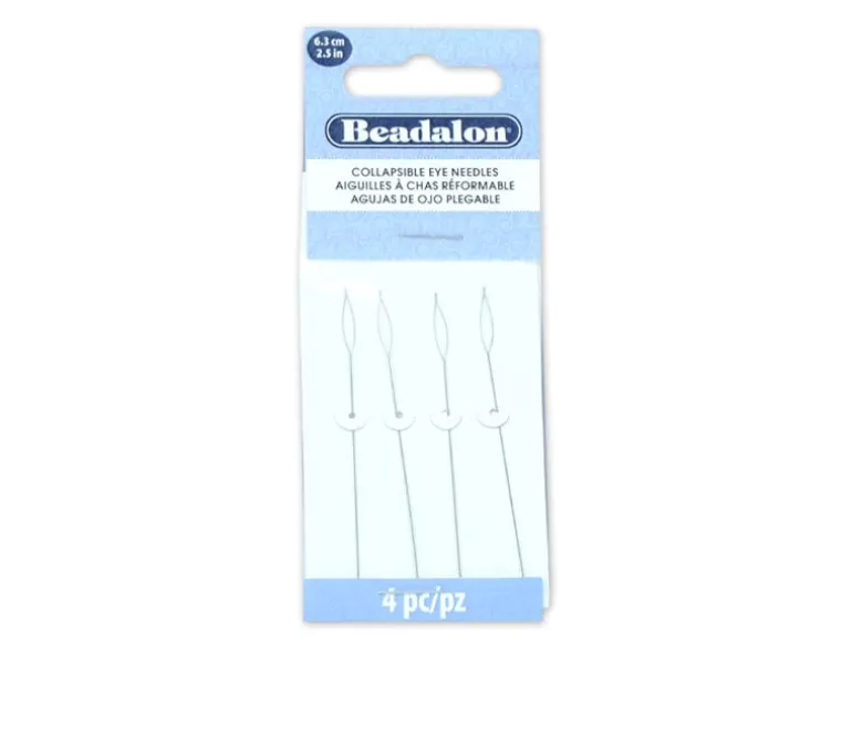 Beadalon Collapsible Eye Needles 2.5-inch, Extra Fine 4pc
