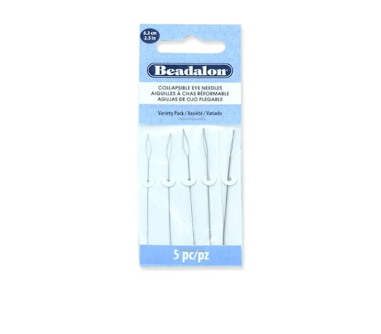Beadalon Collapsible Eye Needle 2.5-inch, Variety Pack 5pc