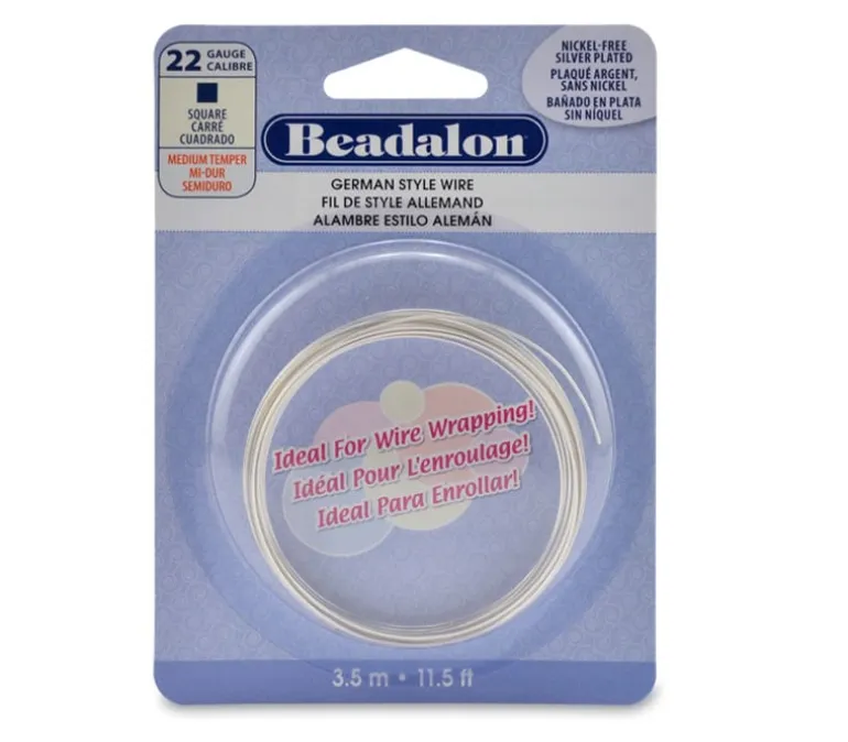 Beadalon German Style Wire – Square – 22 Gauge Silver