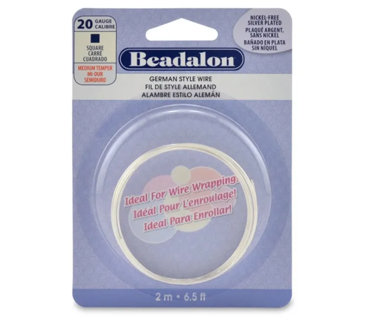 Beadalon German Style Wire – Square – 20 Gauge Silver