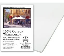 Bee Paper Watercolor 90# Sheets – 22-inch x 30-inch – 1 Sheet