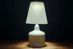 9″ Beige Pleated Lamp with Touch Control