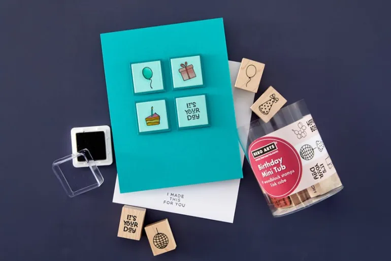 Birthday Mini Tub Woodblock Stamps