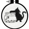Black Cat Cross Stitch Kit with 3-inch Hoop #20061