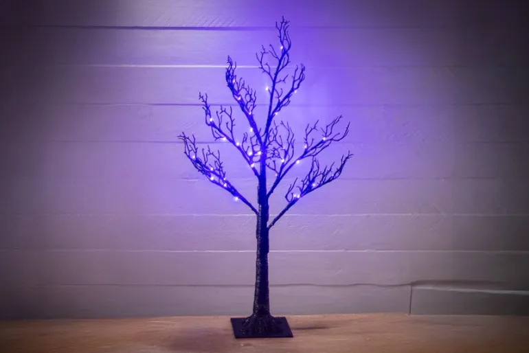 36″ Black Glitter Tree with LED Lights
