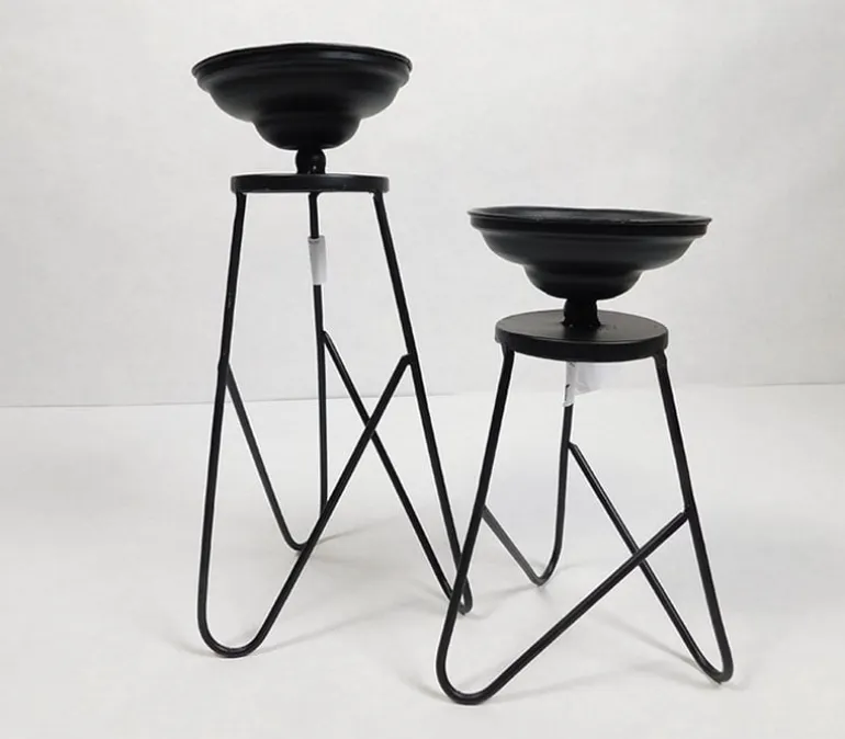 Black Metal Candle Pillar Candle Holder – 12-inch
