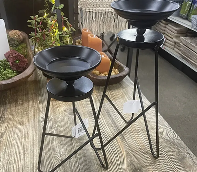 Black Metal Candle Pillar Candle Holder – 12-inch