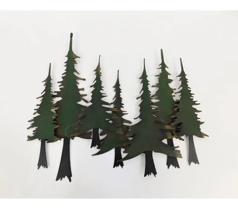Black Metal Wall Art – Layered Tree Silhouette Décor