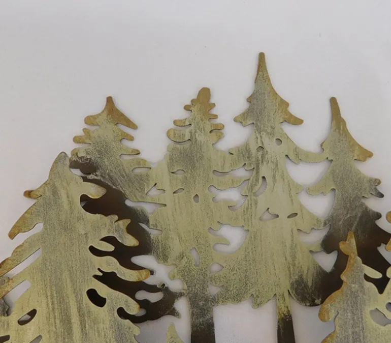 Black Metal Wall Art – Layered Tree Silhouette Décor