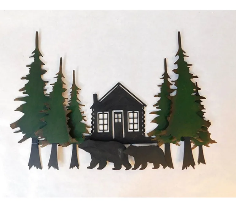 Black Metal Wall Art – Layered Tree Silhouette Décor
