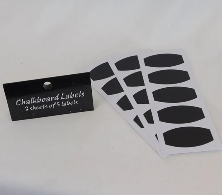 Black Rounded Rectangle Chalkboard Labels – 15 Labels