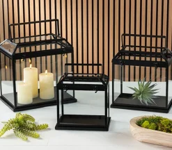 Black Square Metal Lantern – Large