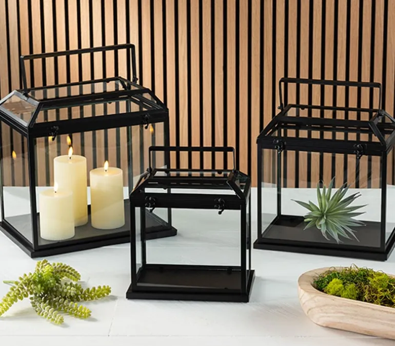 Black Square Metal Lantern – Large