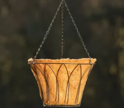 Black Trellis Hanging Basket with Coco Liner – 11.5-Inch