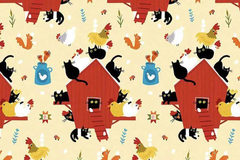 Bok Bok Meow Cats in the Coop on Lemon