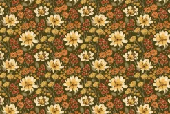 Bountiful Medium Florals on Shrub Green
