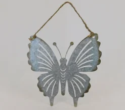 Brushed Silver Metal Flower with Rust Finish & Jute Hanger – SPC Wall Décor
