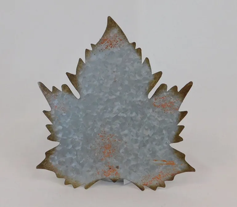 Brushed Silver Metal Flower with Rust Finish & Jute Hanger – SPC Wall Décor