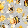 Buzz Buzz Buzz Bees and Floral on Forest Green