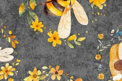 Buzz Buzz Buzz Florals on Dark Gray