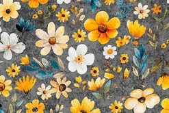 Buzz Buzz Buzz Florals on Dark Gray