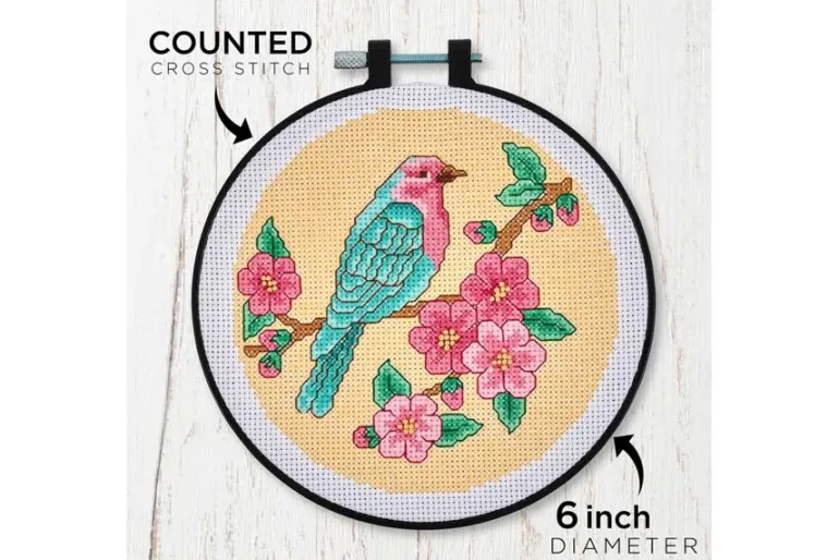 Calming Bird Cross Stitch Kit with 6-inch Hoop