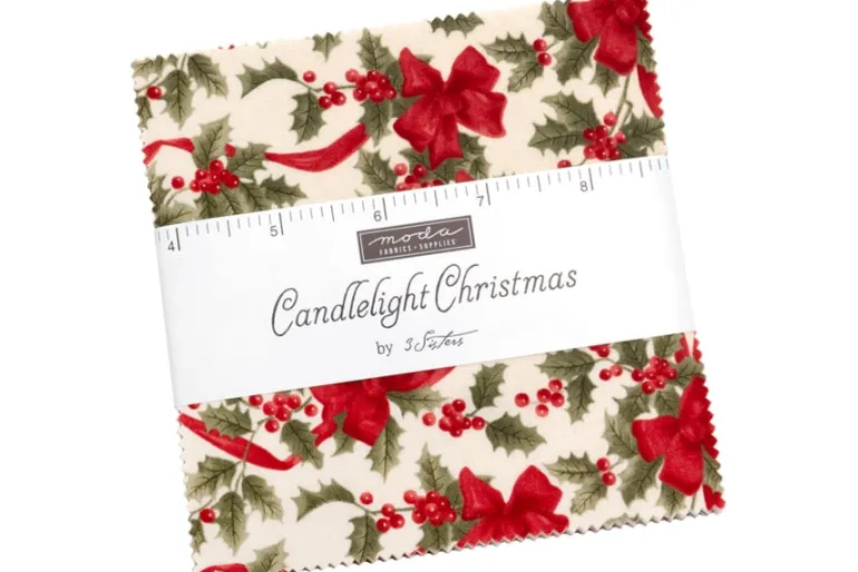 Candlelight Christmas Flurries of White on Cream