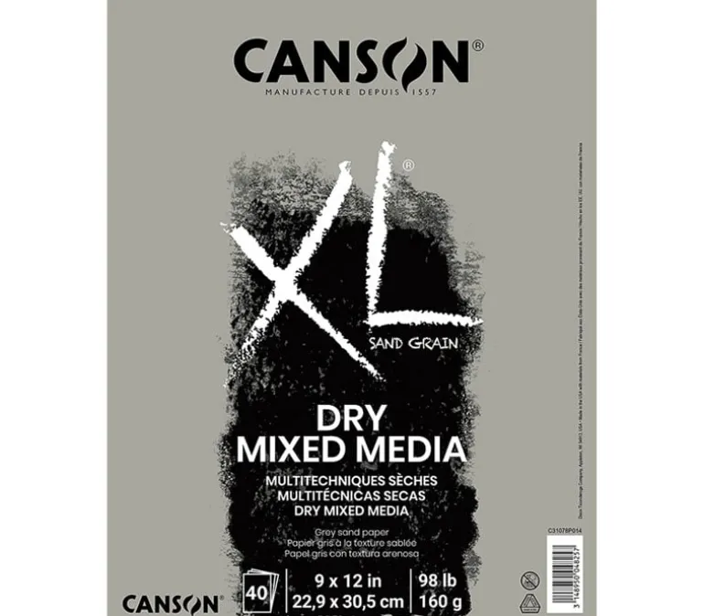 Canson XL Dry Mixed Media Pad – 9-inch x 12-inch – Gray – 40 Sheets
