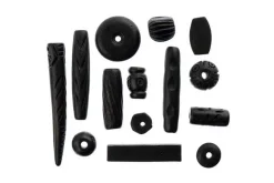 Carved Bone Bead Mix, Black, 250g