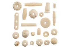 Carved Bone Bead Mix, Black, 250g