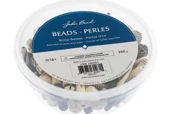 Carved Bone Bead Mix, Multicolor, 250g
